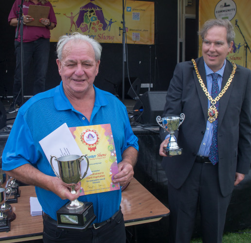 Giant Vegetable Section Winner - Brian Sampson with the Mayor of Worcester - Councillor Stephen Hodgson