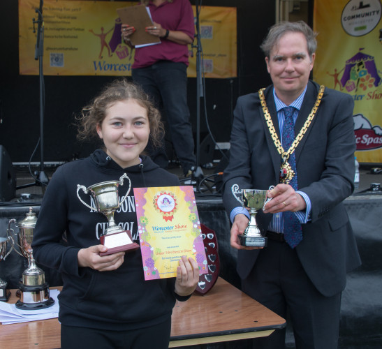 Under 18s Overall Winner - Madeline Clare with the Mayor of Worcester - Councillor Stephen Hodgson