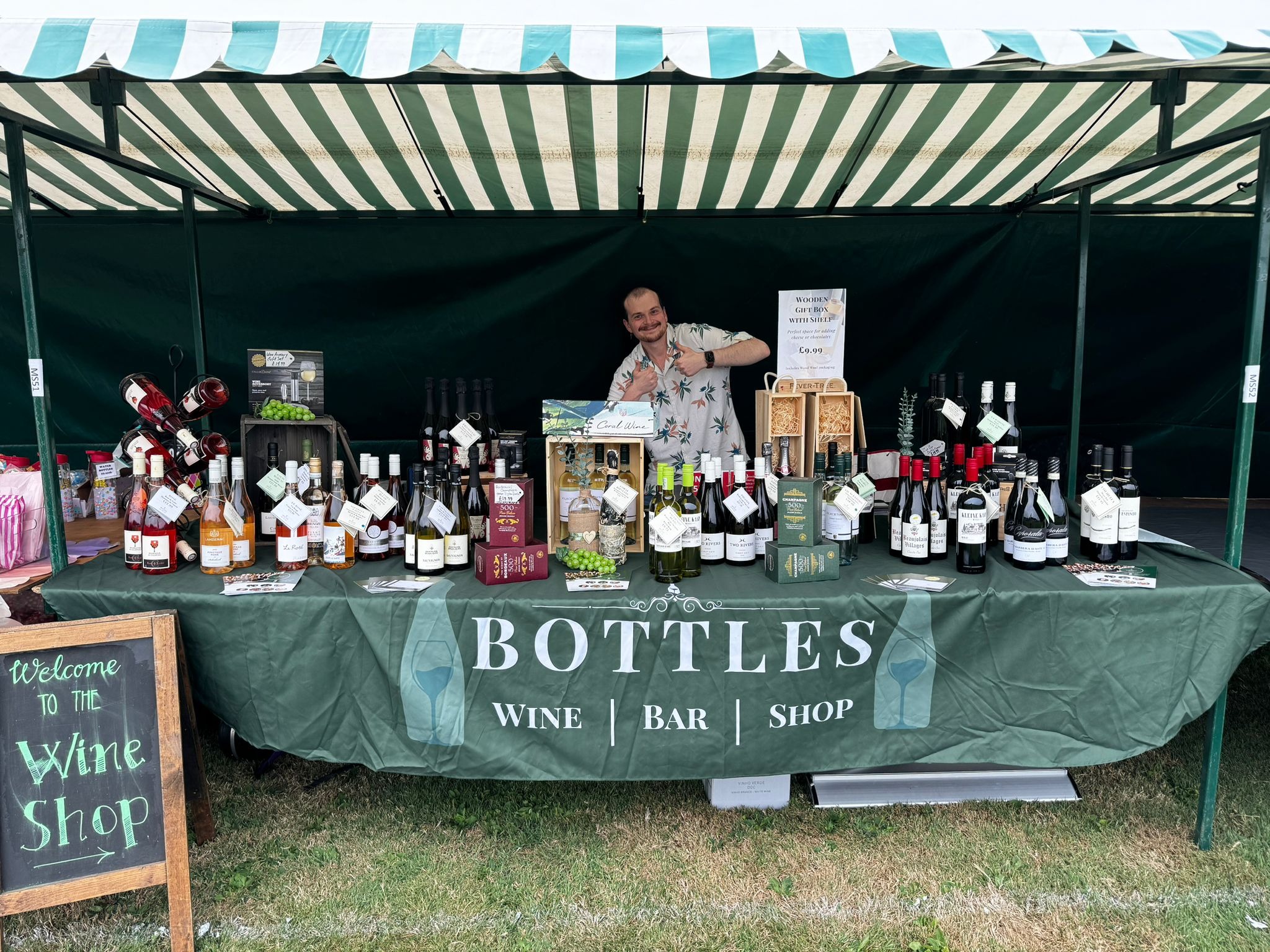 Bottles wine bar stall market street