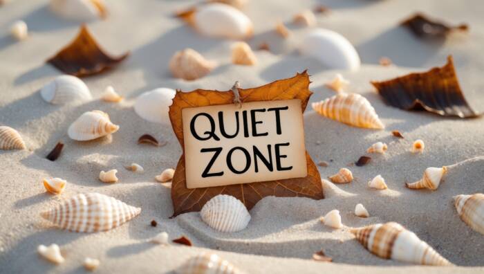 Quiet zone sign on beach