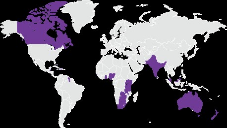 Map of the world highlighting commonwealth countries