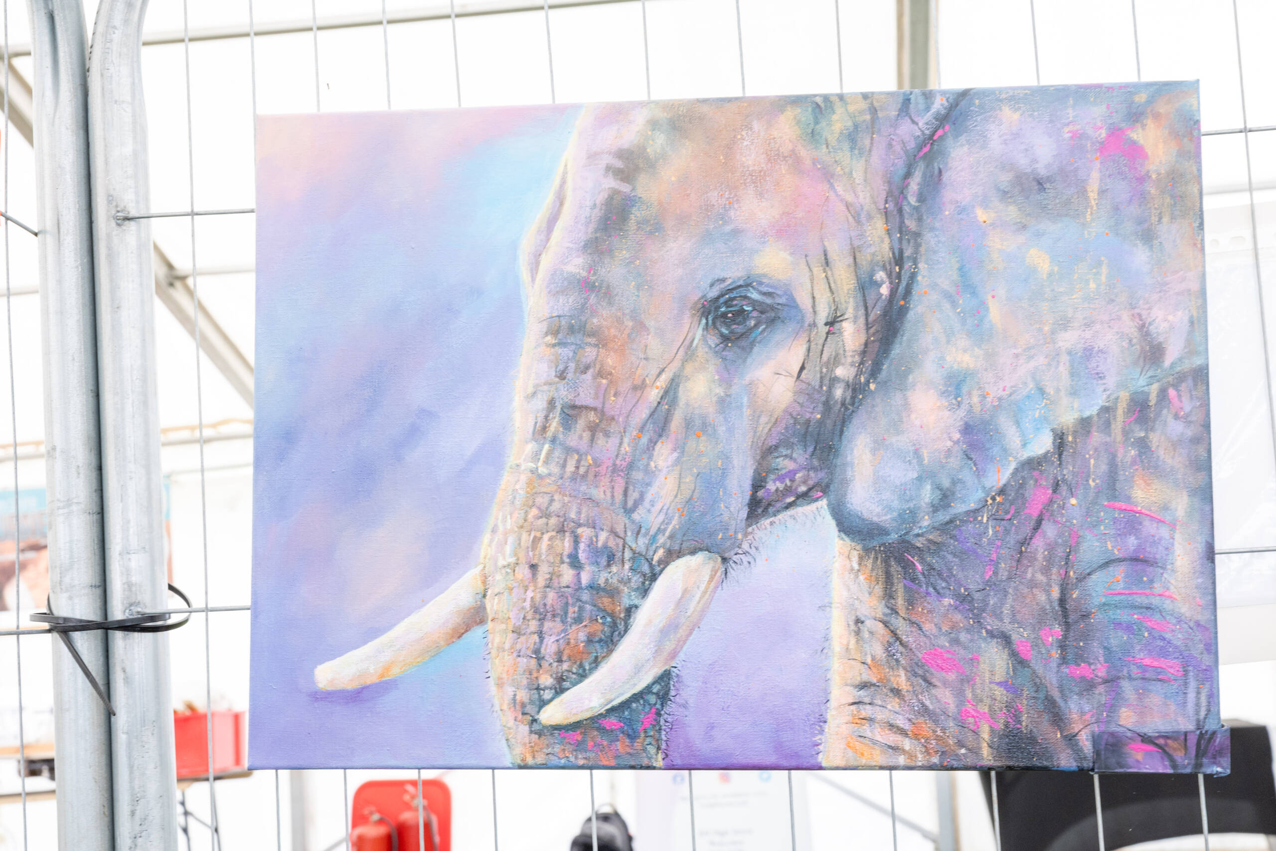 Close up painting of an elephant's face